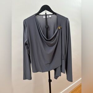 249. Attitudes by Renee Charcoal Drape Blouse